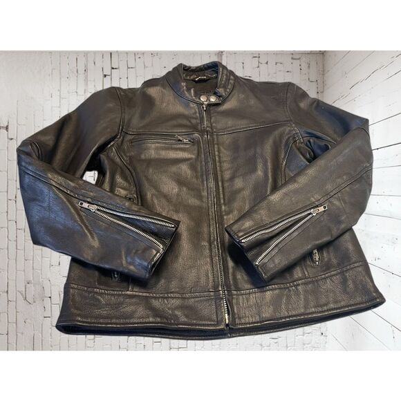 Mossi Genuine Leather Moto Bomber Jacket Sz. 10 - Picture 9 of 12